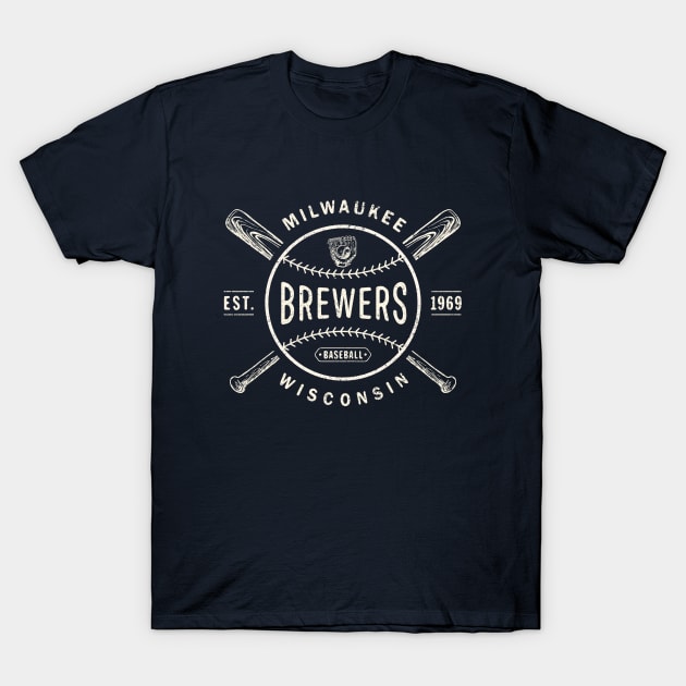 Milwaukee Brewers Bats & Ball by Buck Tee Originals T-Shirt by Buck Tee